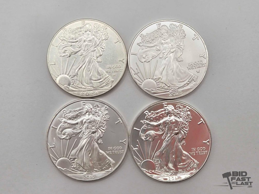 (4) 2013-2025 American Silver Eagles .999 4ozt Silver
