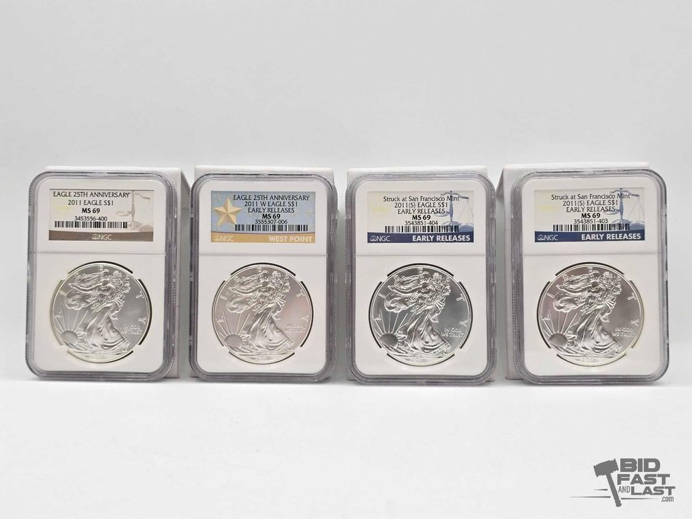 (4) 2011 American Silver Eagle Dollars