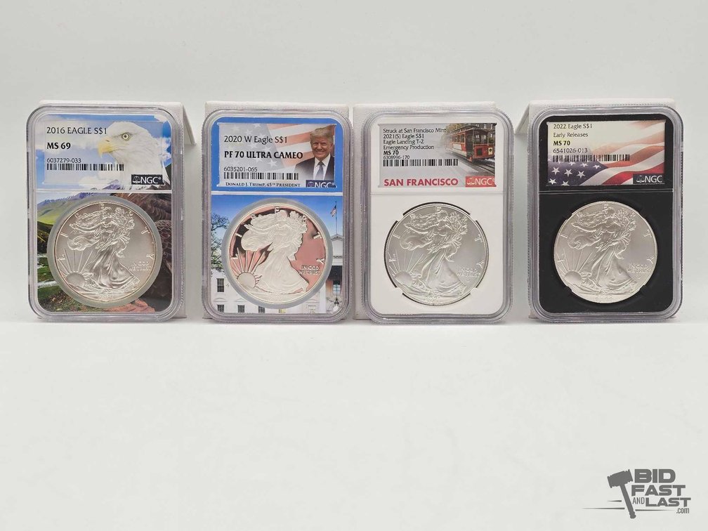 (4) 2016-2022 American Silver Eagle Dollars