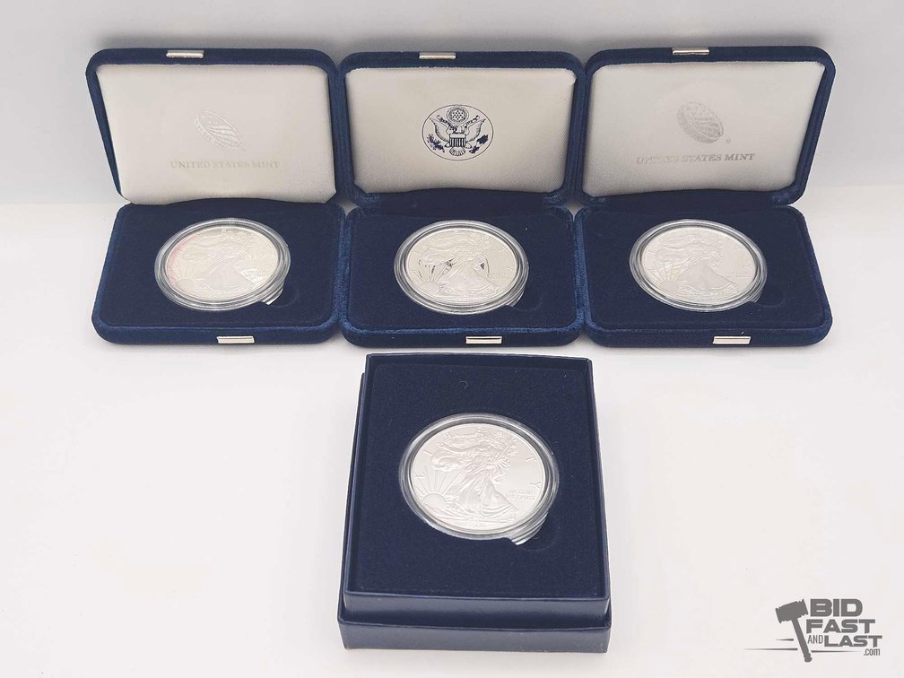 (4) 2010-2016 Silver American Eagle .999 4ozt Silver