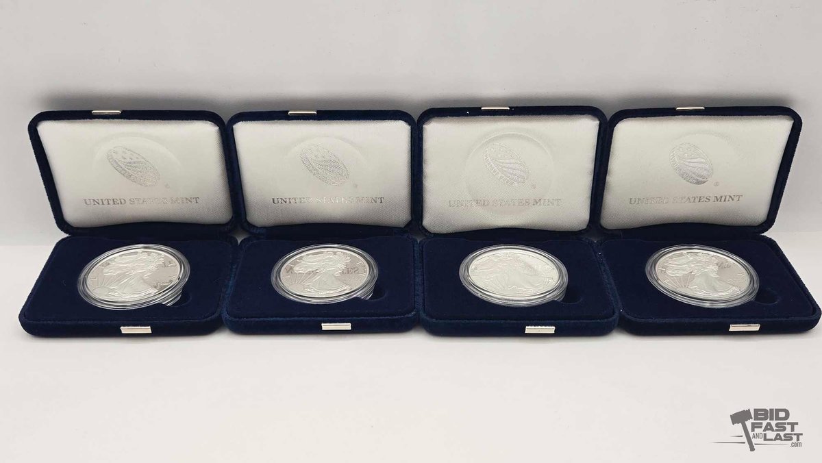 (4) 2018-2024 Silver American Eagles .999 4ozt Silver