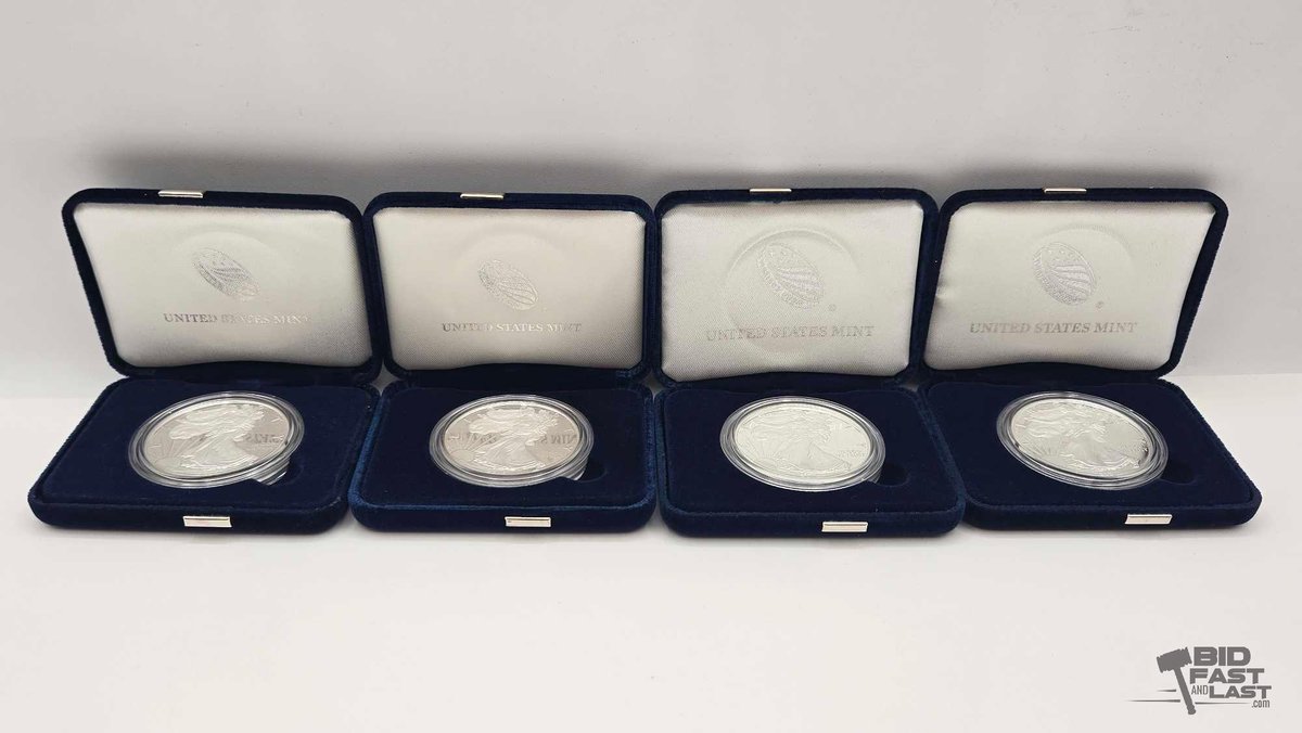 (4) 2018-2019 Silver American Eagles .999 4ozt Silver