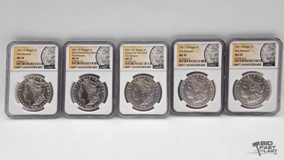 (5) 2021 Morgan Silver Dollars