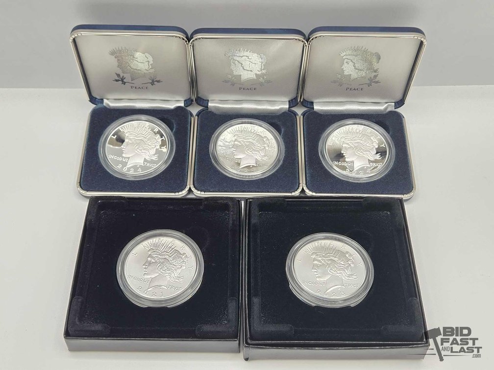 (5) 2021-2024 Silver Peace Dollars
