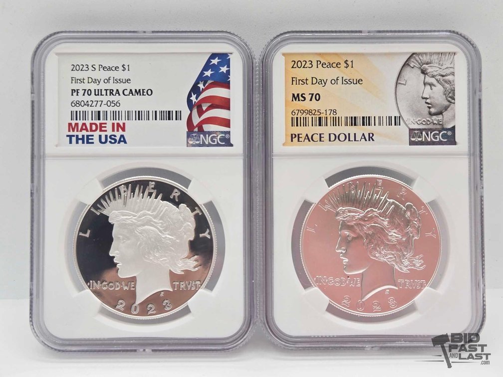 (2) Graded 2023 Silver Peace Dollars