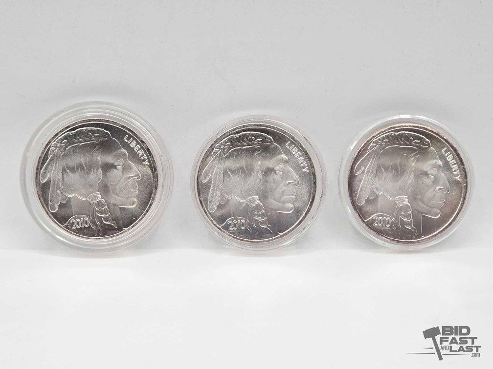 (3) 2010 American Buffalo Silver Rounds