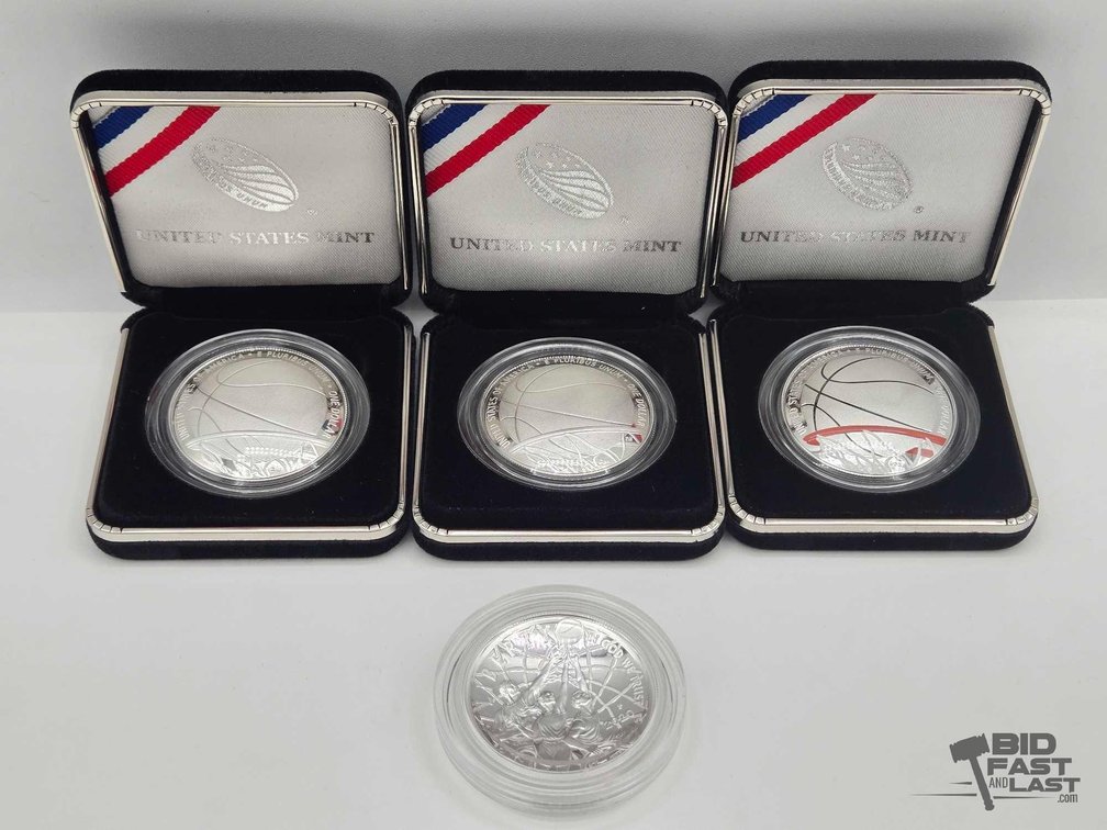 (4) 2020 Basket Ball Hall of Fame Silver Dollars
