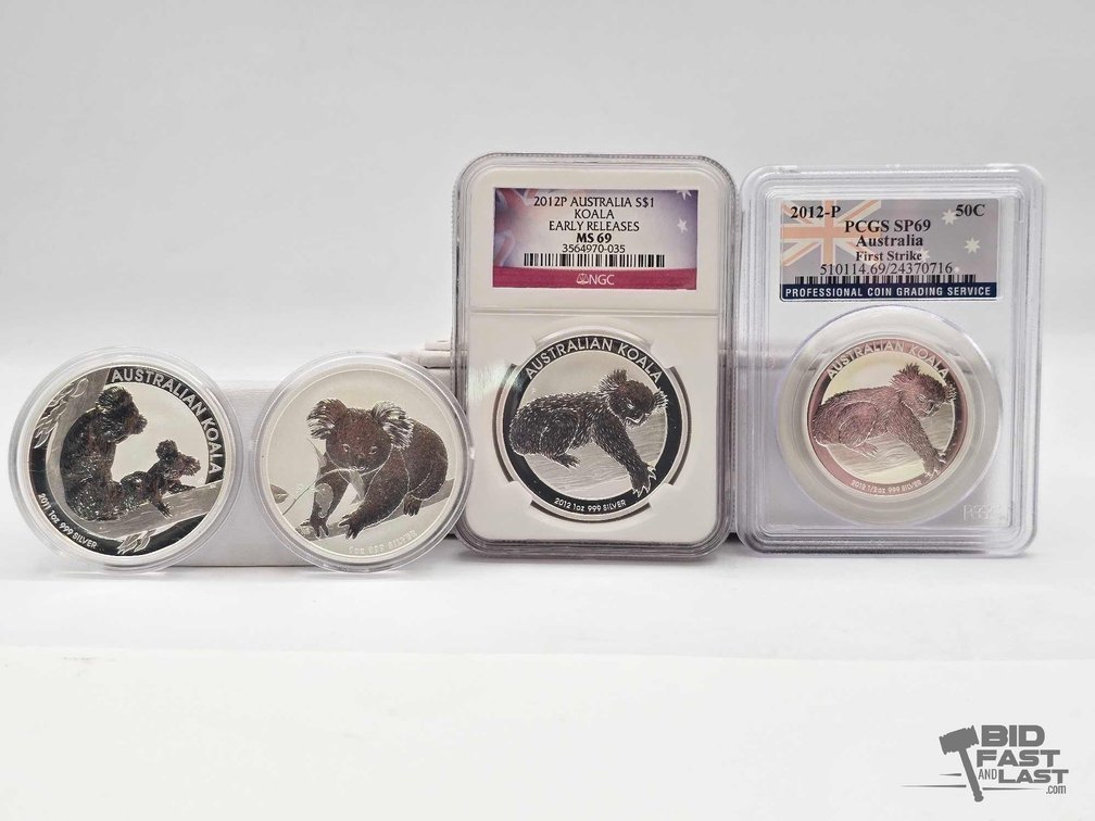 (4) 2010-2012 Australian Silver Koala Coins
