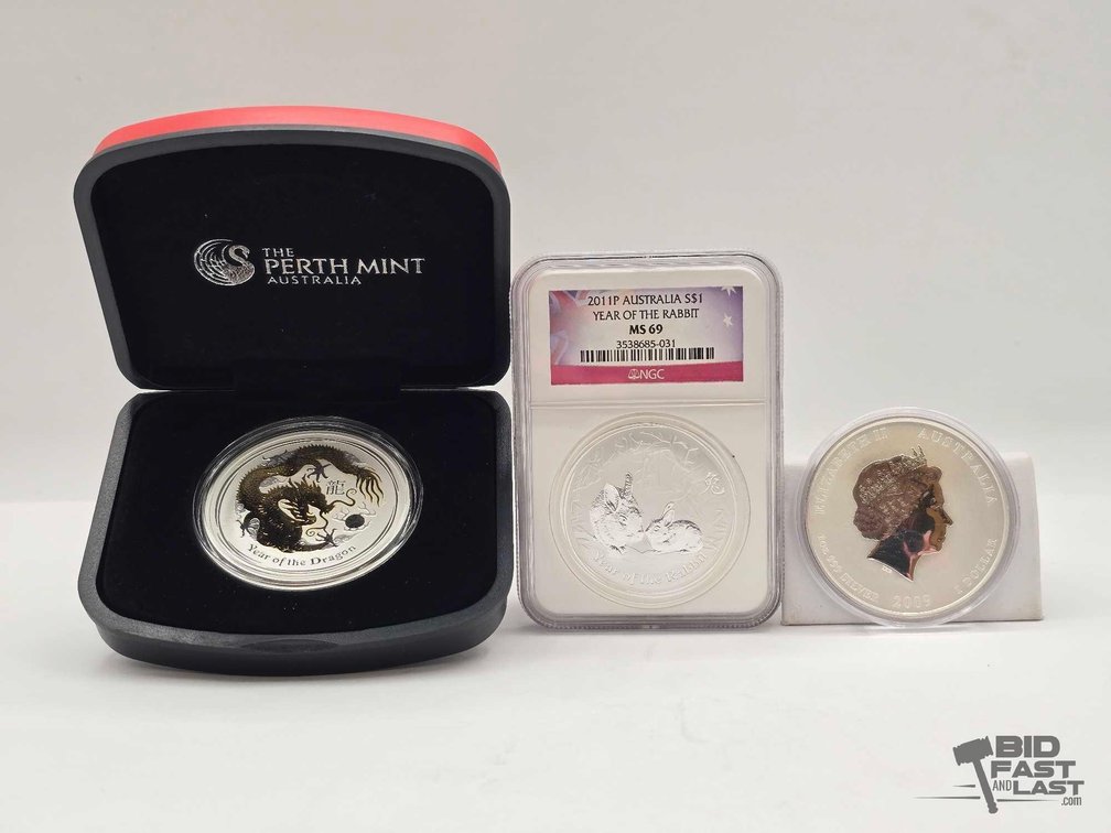 (3) 2009-2012 Australian Lunar Series Silver Dollars