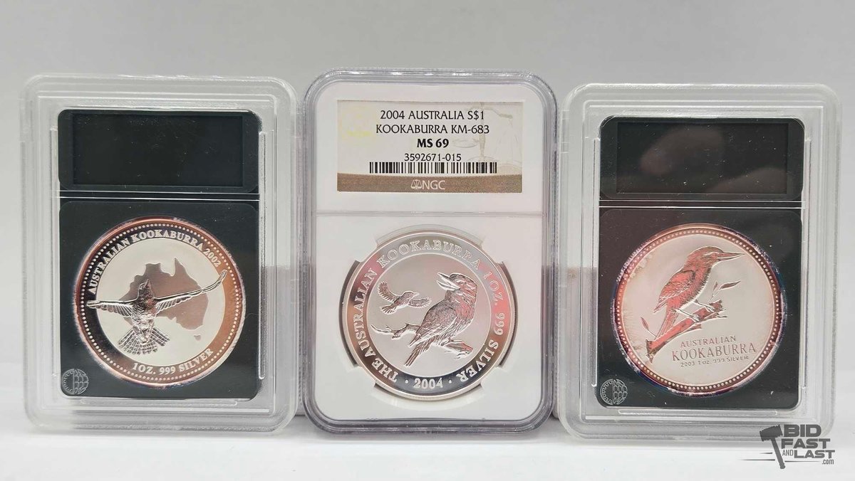 2002-2004 Australian Kookaburra Silver Dollars