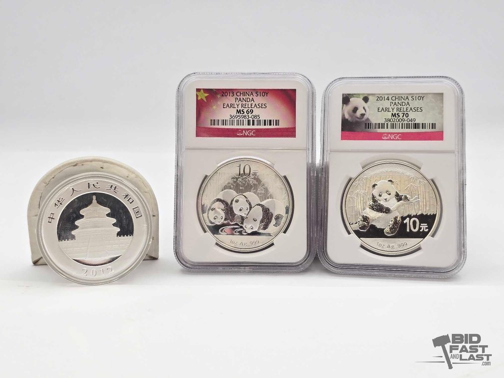 (3) 2012-2014 China 1oz Silver Panda