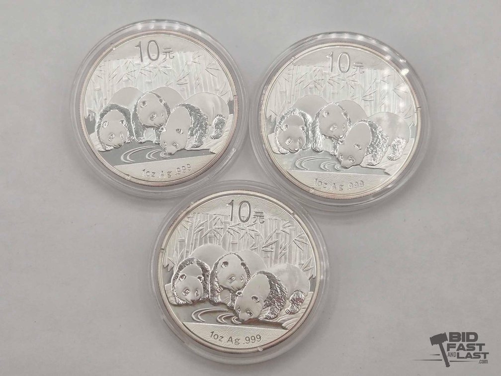 (2) 2013 Chinese Panda 1 oz .999 Silver Coins