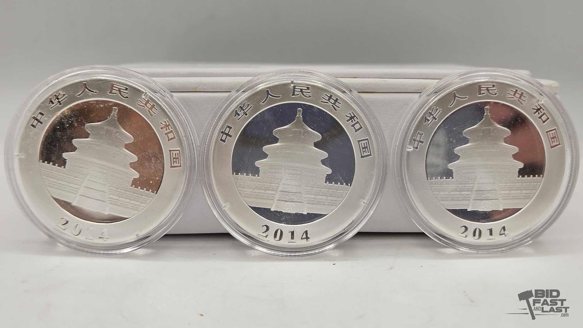 (3) Chinese Panda 1oz Silver Coins