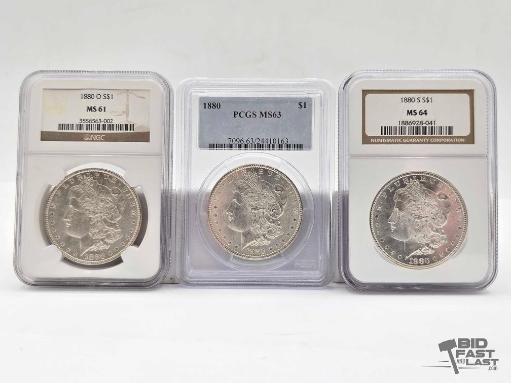 (3) 1880 Morgan Silver Dollars