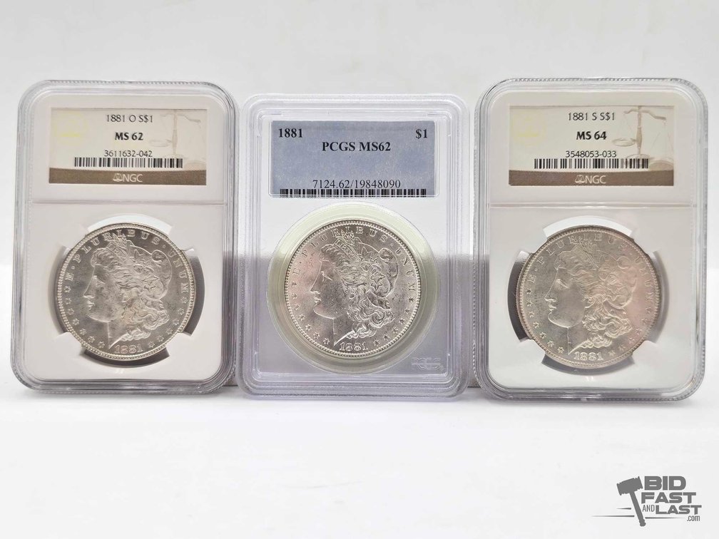 (3) 1881 Morgan Silver Dollars