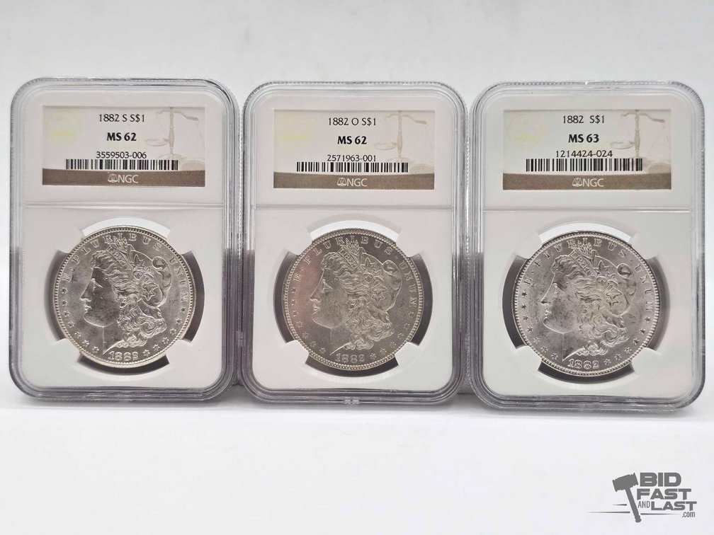 (3) 1882 Morgan Silver Dollars