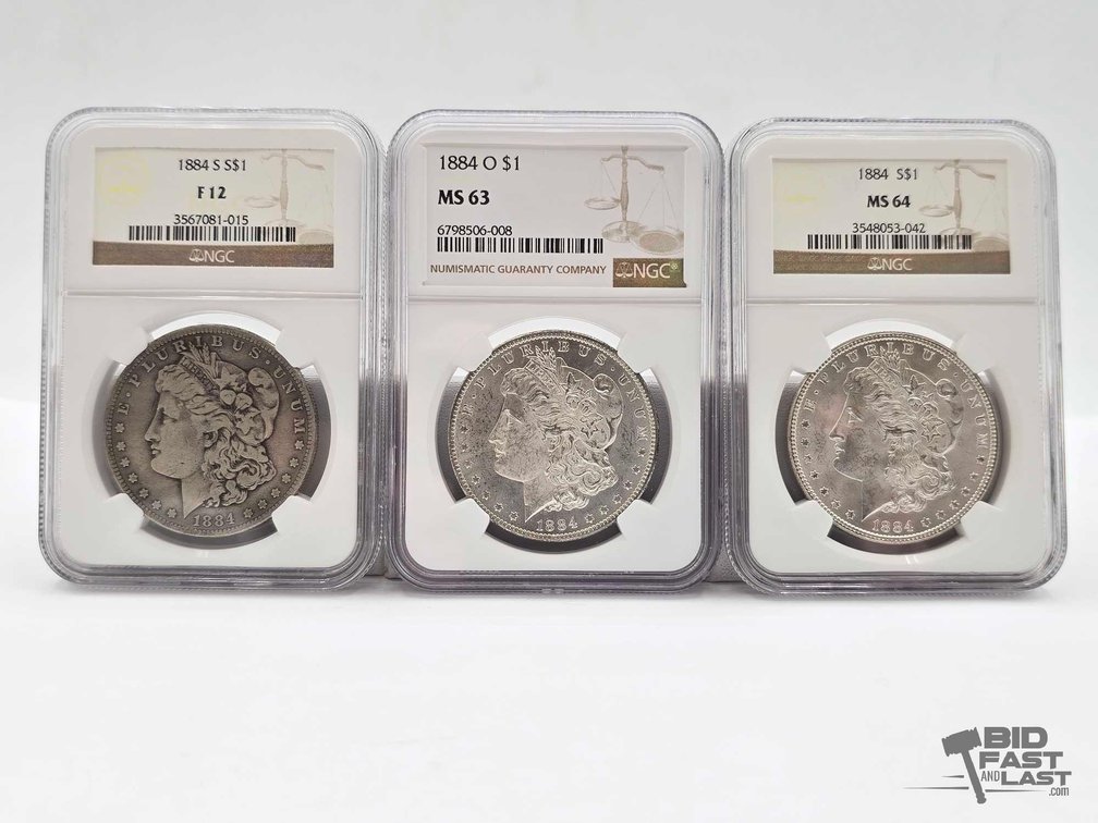 (3) 1884 Morgan Silver Dollars