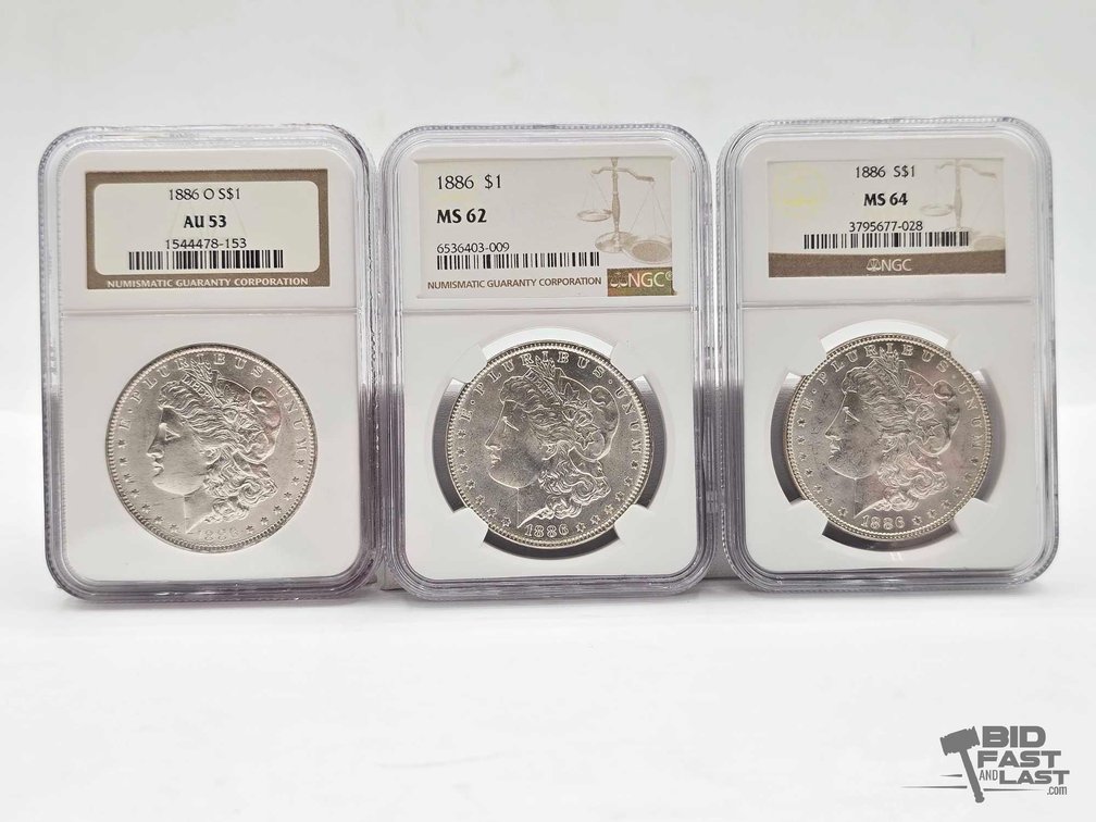 (3) 1886 Morgan Silver Dollars