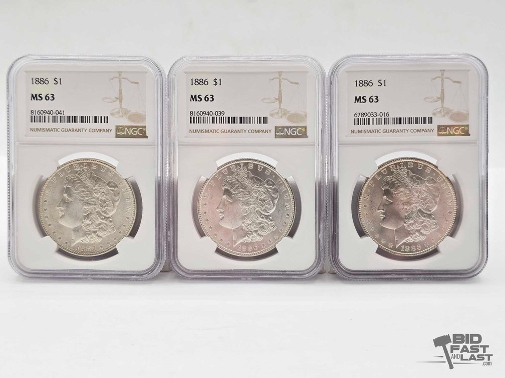 (3) 1886 Morgan Silver Dollars
