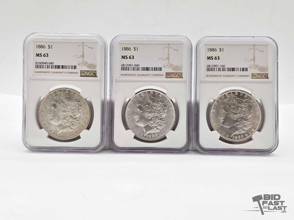 (3) 1886 Morgan Silver Dollars