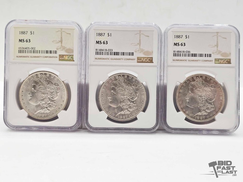 (3) 1887 Morgan Silver Dollars