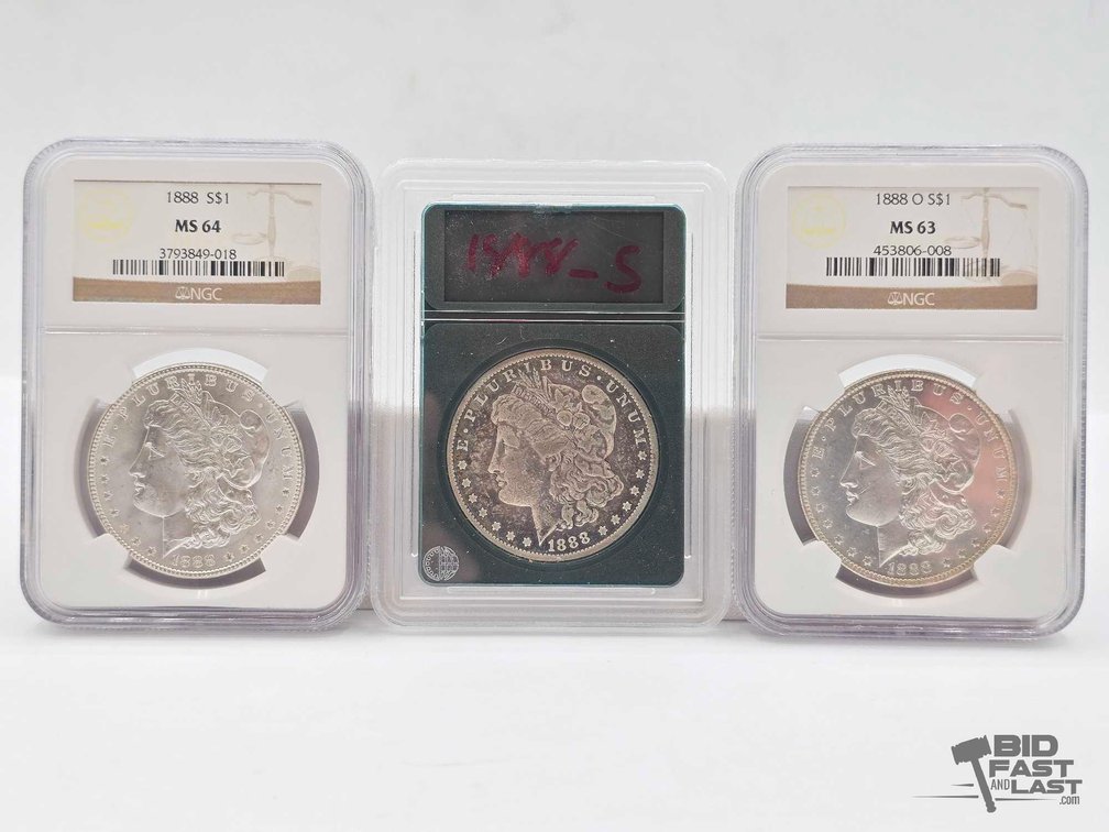 (3) 1888 Morgan Silver Dollars