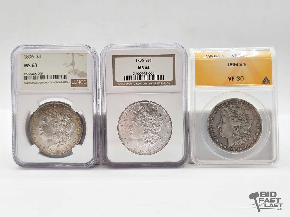 (3) 1896 Morgan Silver Dollars