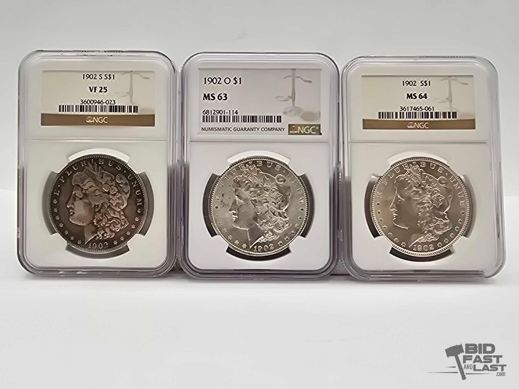 (3) 1902 Morgan Silver Dollars