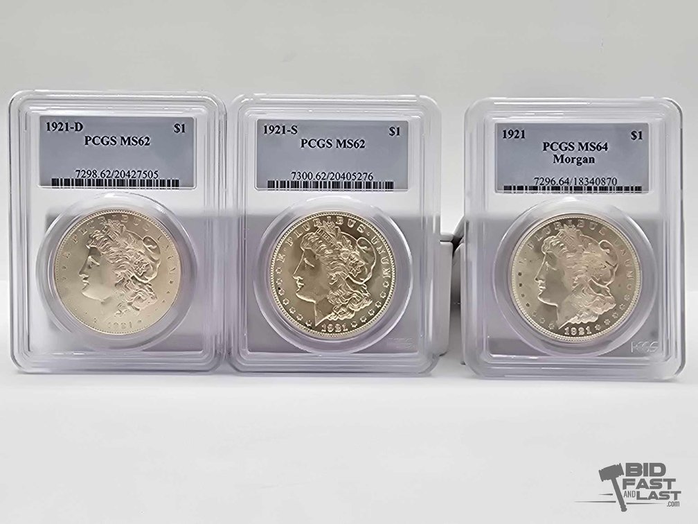 (3) 1921 Morgan Silver Dollars