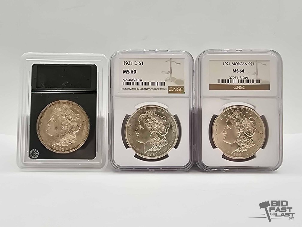 (3) 1921 Morgan Silver Dollars