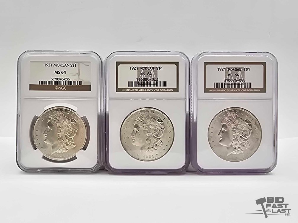 (3) 1921 Morgan Silver Dollars