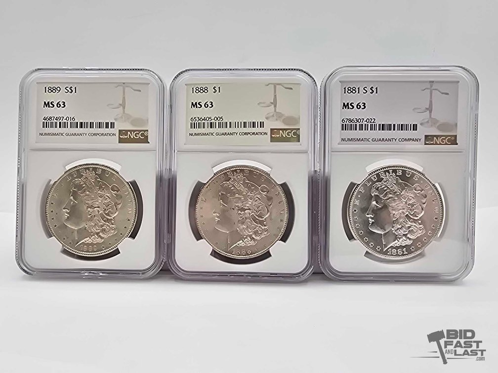(3) 1881-1889 Morgan Silver Dollars