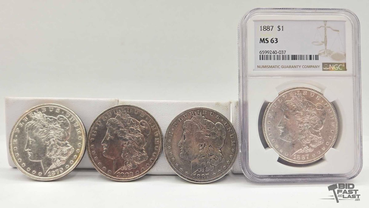 (4) 1874-1887 Morgan Silver Dollars