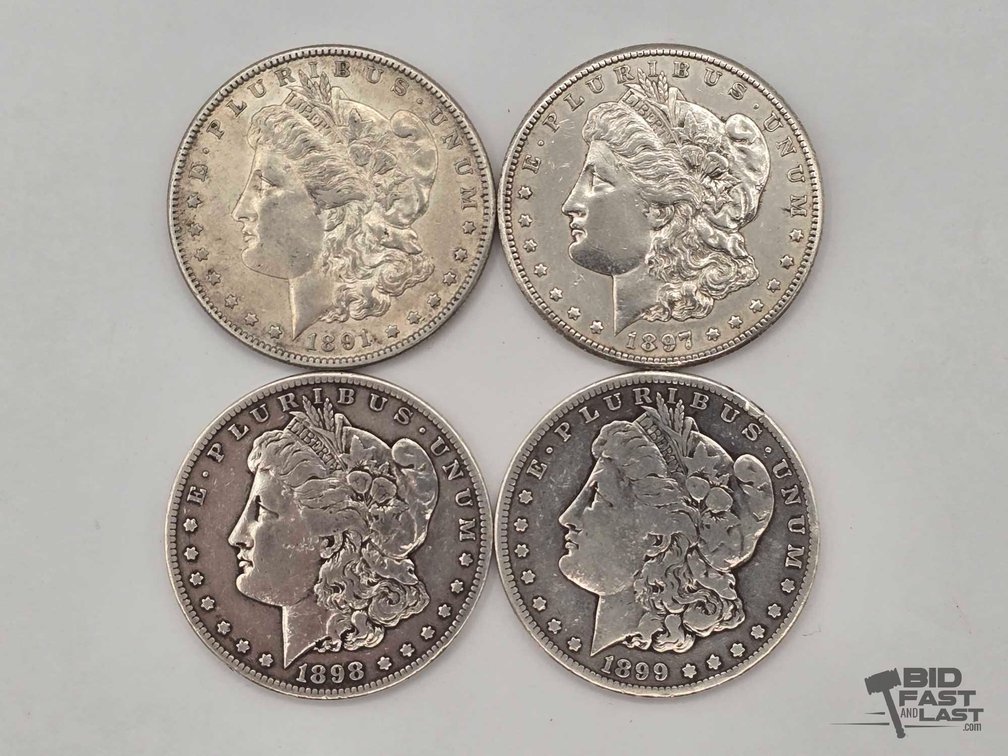 (4) 1891-1899 Morgan Silver Dollars