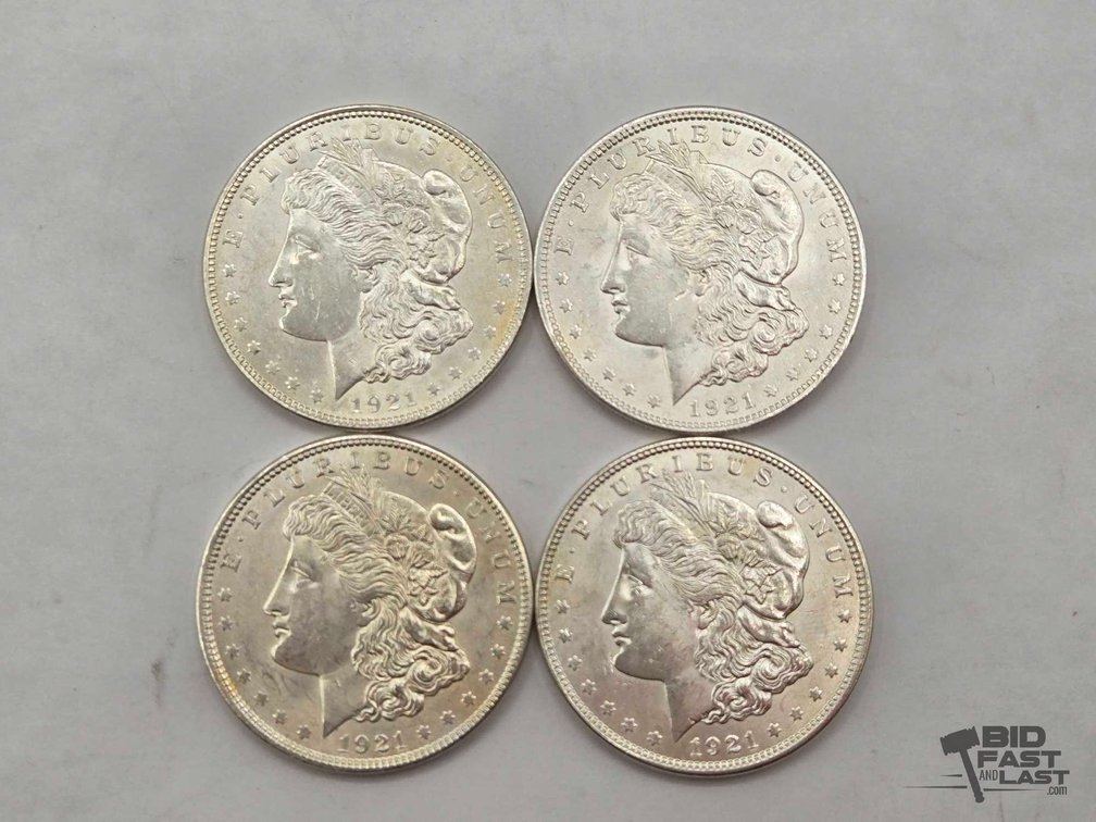 (4) 1921 Morgan Silver Dollars
