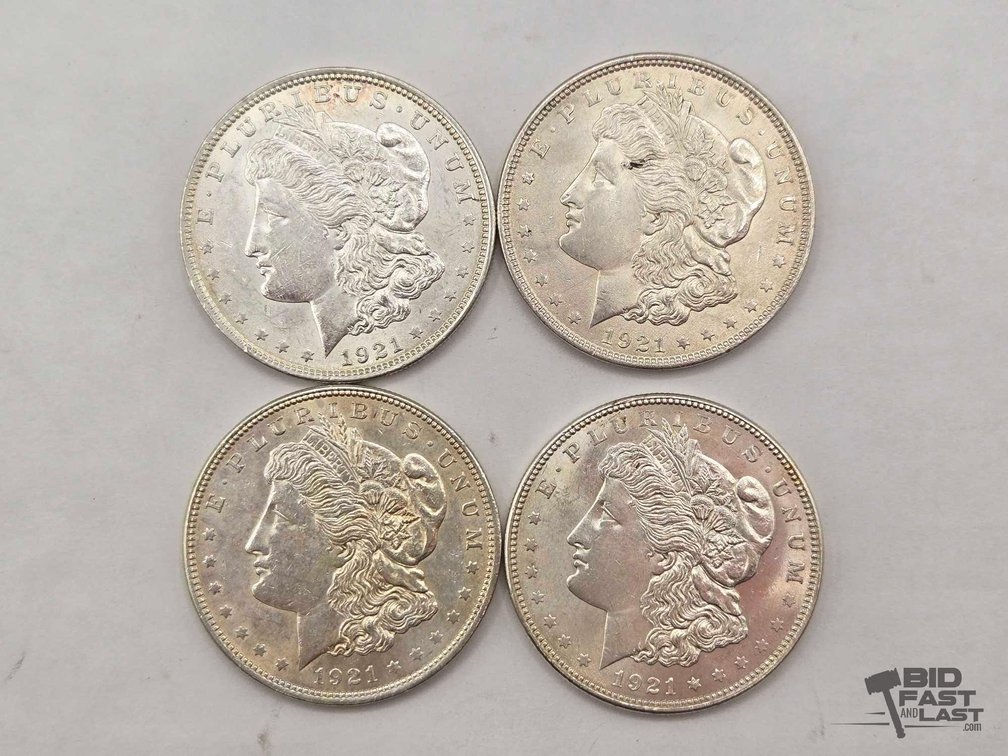 (4) 1921 Morgan Silver Dollars