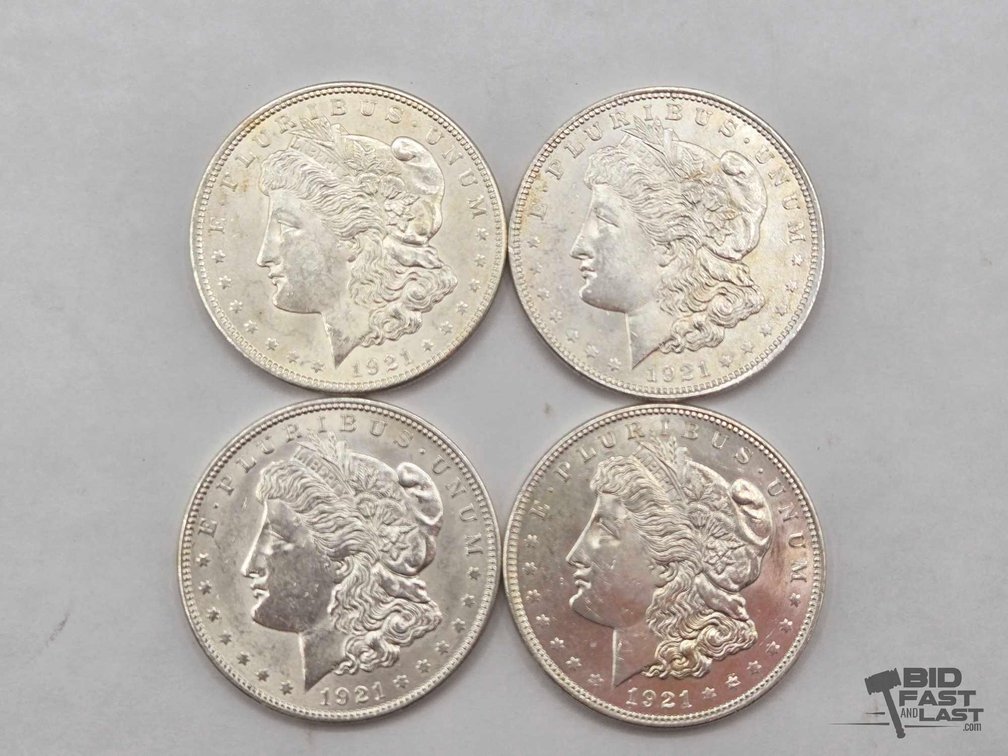 (4) 1921 Morgan Silver Dollars