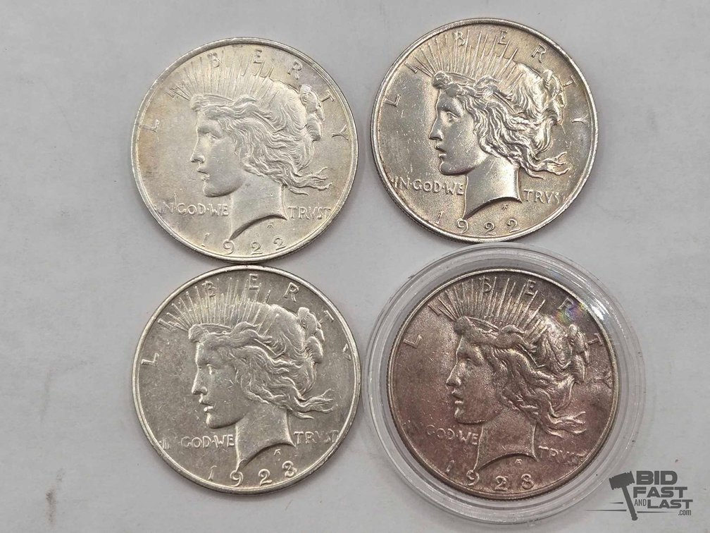 (4) 1922-1928 Silver Peace Dollars