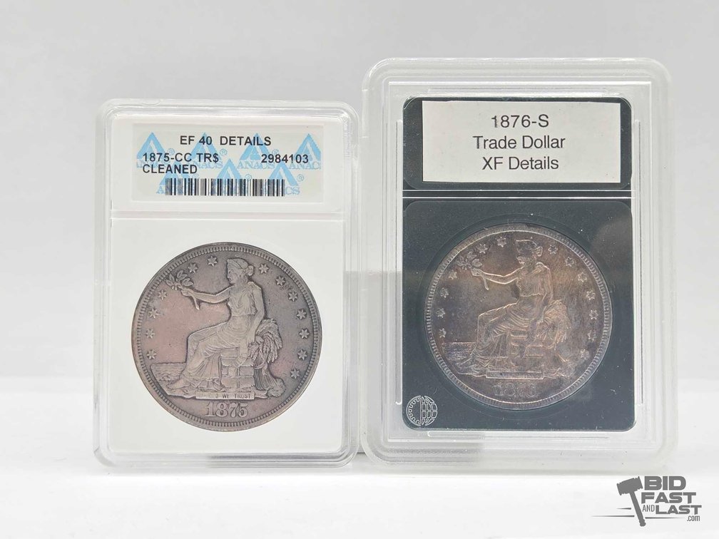 (2) Graded 1875-1876 Silver Trade Dollars