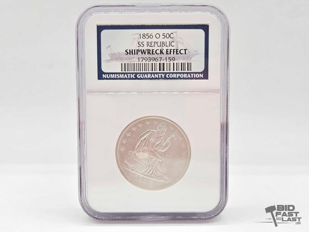 1856 Seated Liberty Half Dollar SS Republic Shipwreck Effect