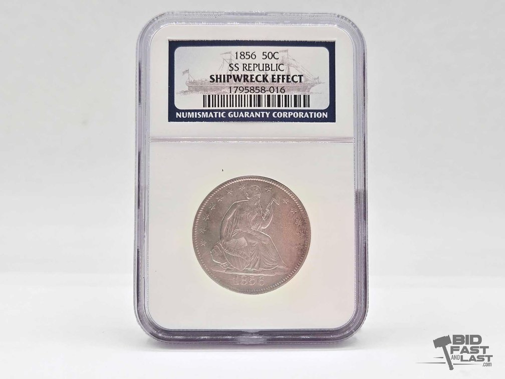 1856 Seated Liberty Hald Dollar SS Republic Shipwreck Effect