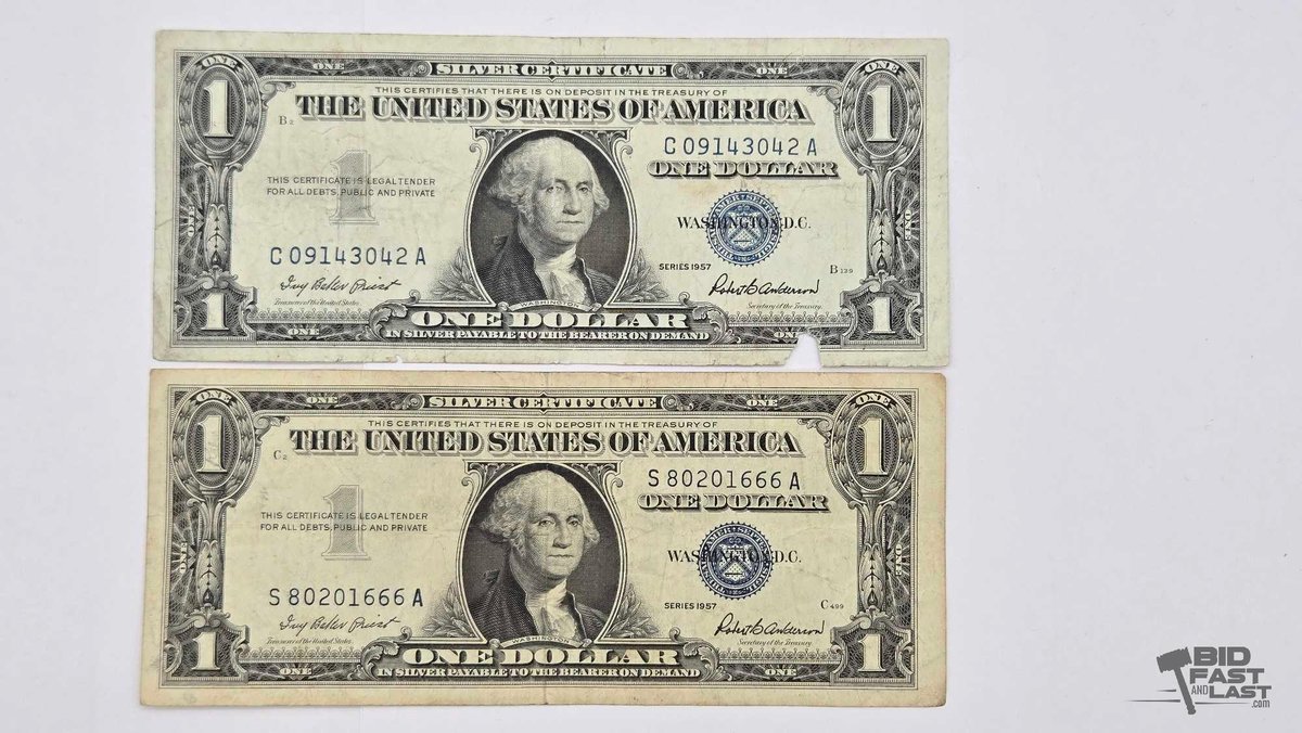(2) 1957 $1 Silver Certificates