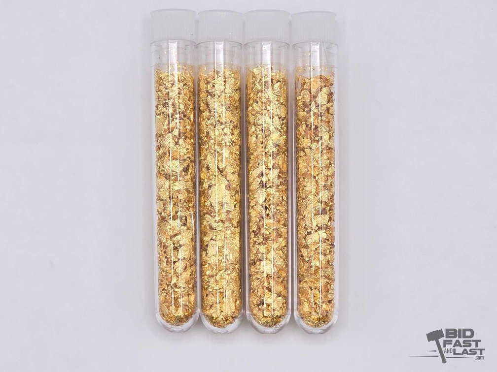 (4) 24kt Gold Flake Vials