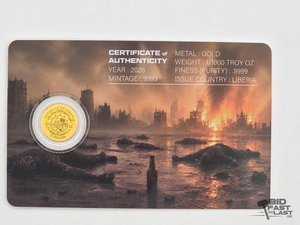 2026 Liberia "The Fall of Lucifer" 12 Dollar Gold Coin, 1/1000 ozt