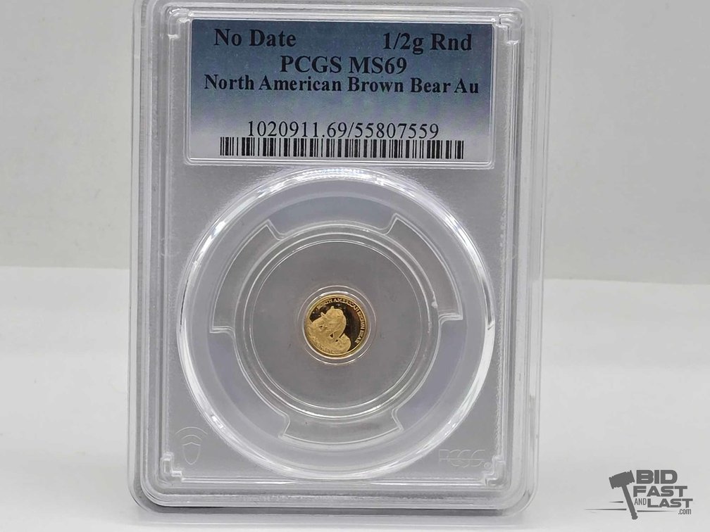 PCGS MS69 North American Brown Bear 1/2 Gram Gold