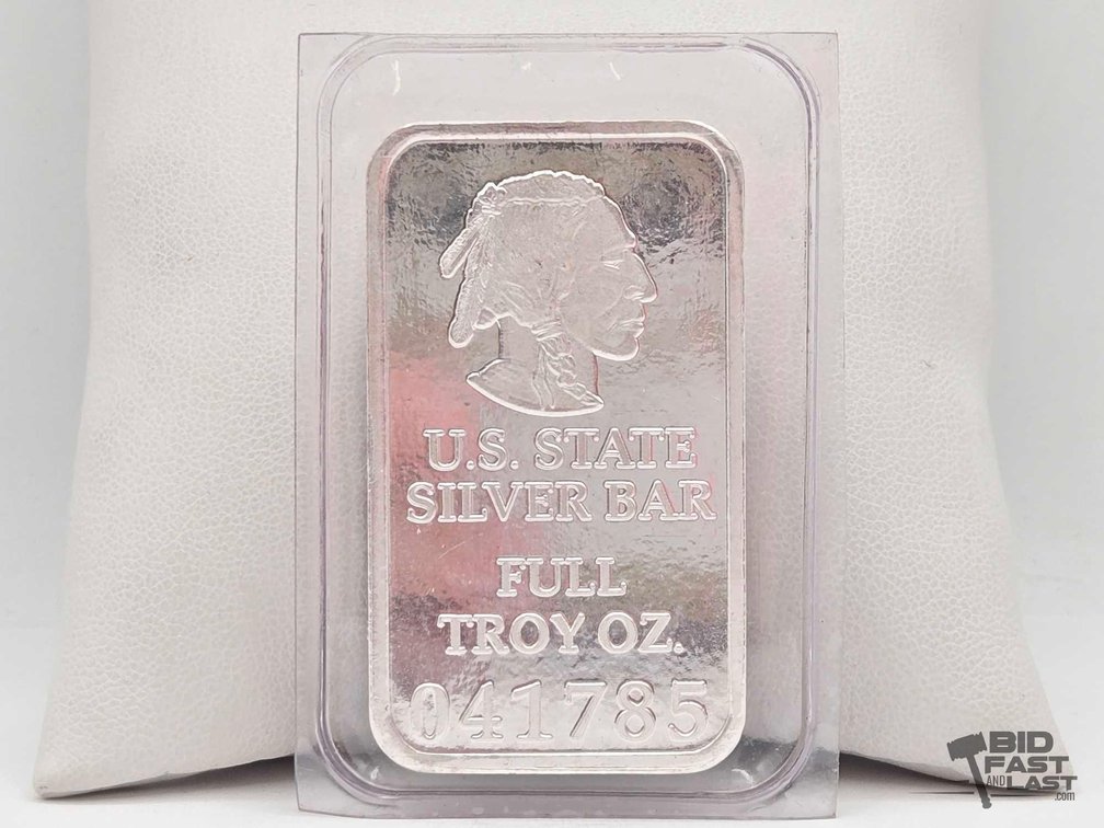 U.S. State Silver Bar, 1 Troy Oz, .999 Silver
