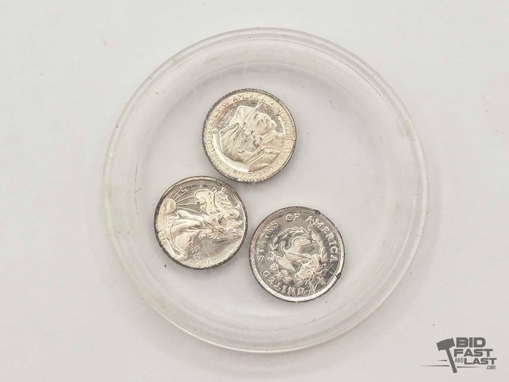 (3) Micro Silver Replica Coins, 1.4g