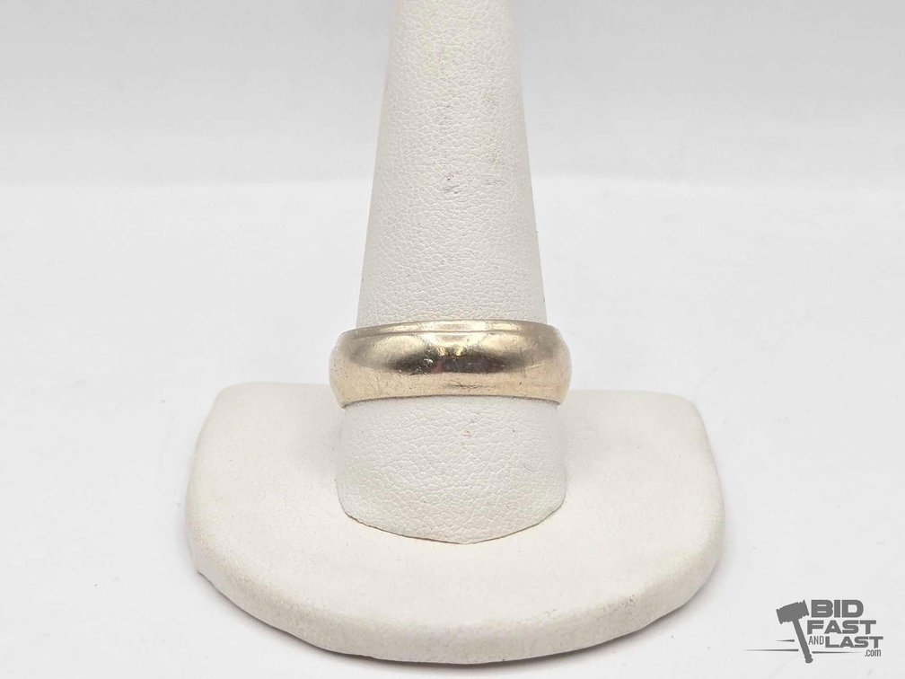 14kt White Gold Ring, Plain Band, Size 11, 9.2g