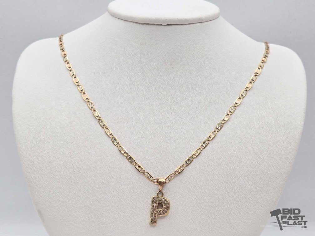 14kt Gold Necklace With Pendant & Semi-Precious Stones