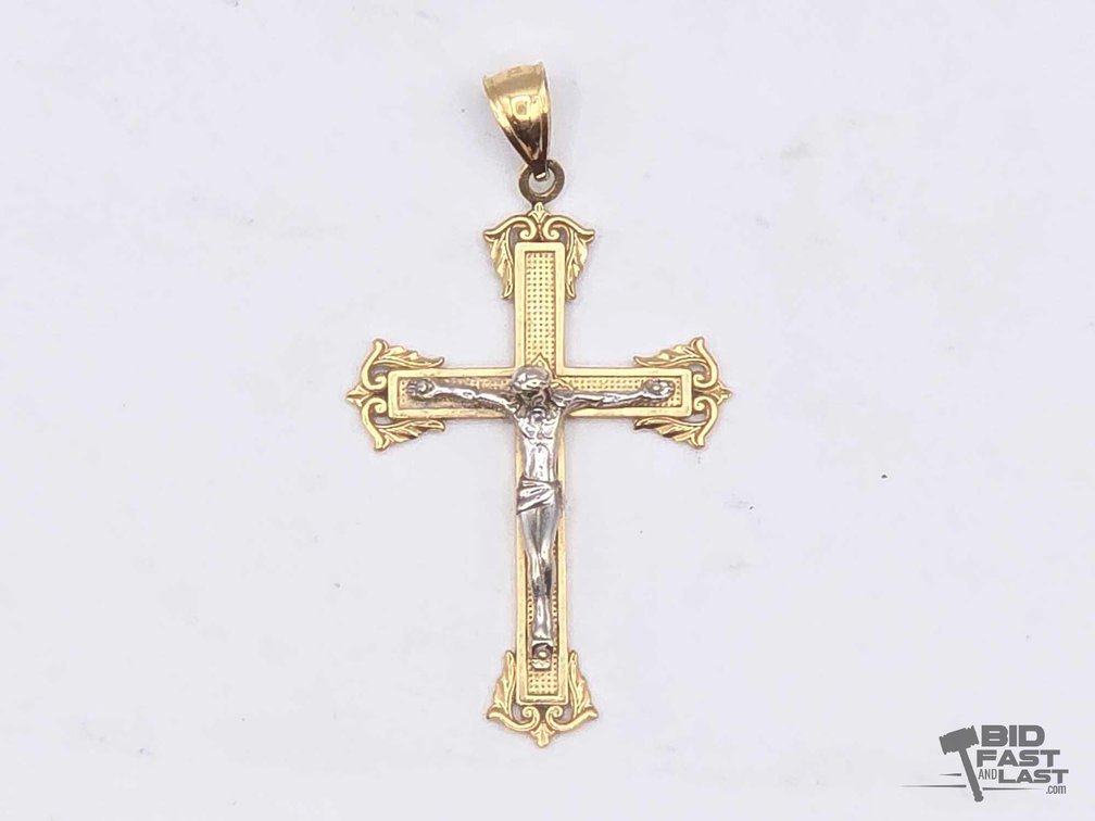 14kt Gold Two-Tone Crucifix Pendant - 4.1g